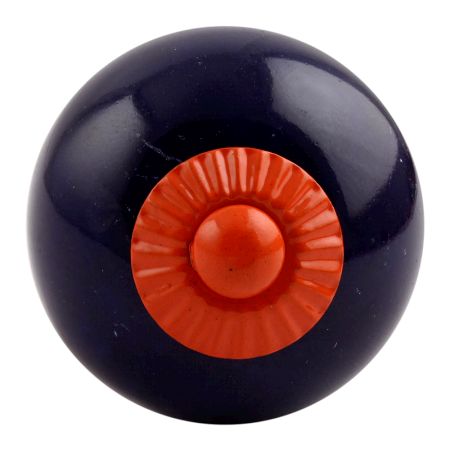 Navy Blue Round Orange Fitting Ceramic Knob